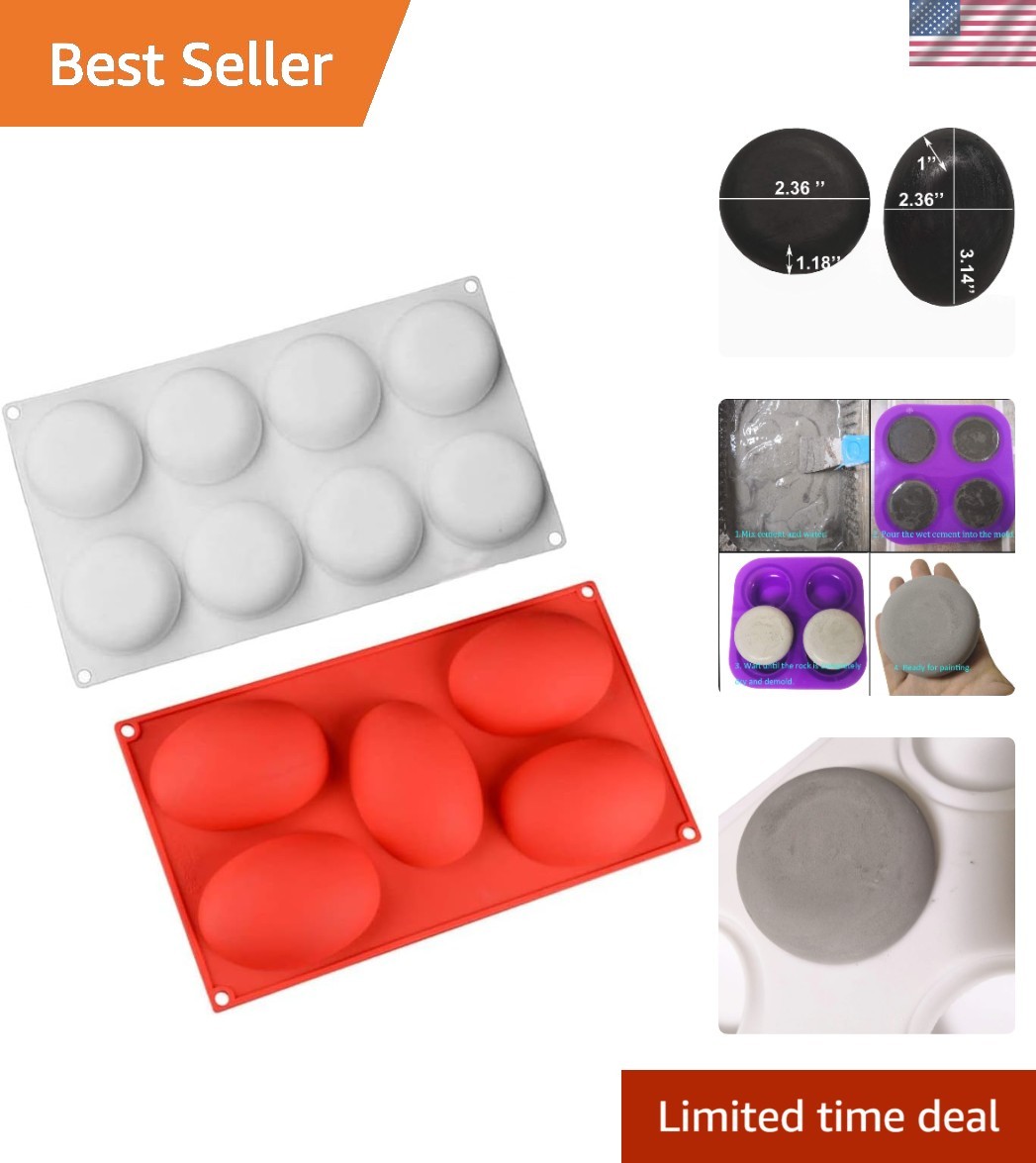 Set of 2 Mandala Dot Painting Silicone Rock Molds – Oval & Urchin Shapes