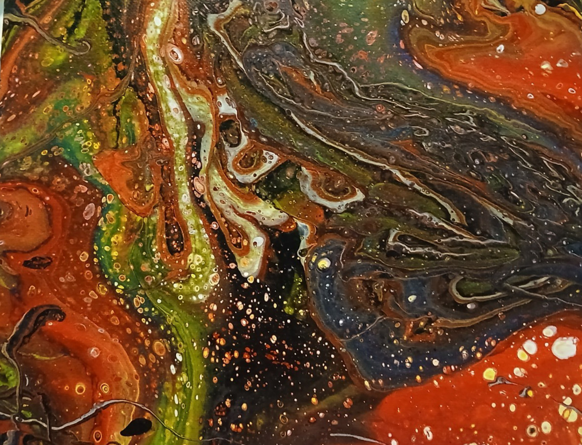 Fire Lava Red Multi-Color Acrylic Painting Canvas 10×8