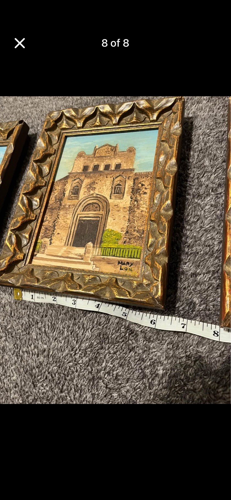 Vintage Mid‑Century Old World Architecture Oil Paintings Set Of 4 Castle Spain