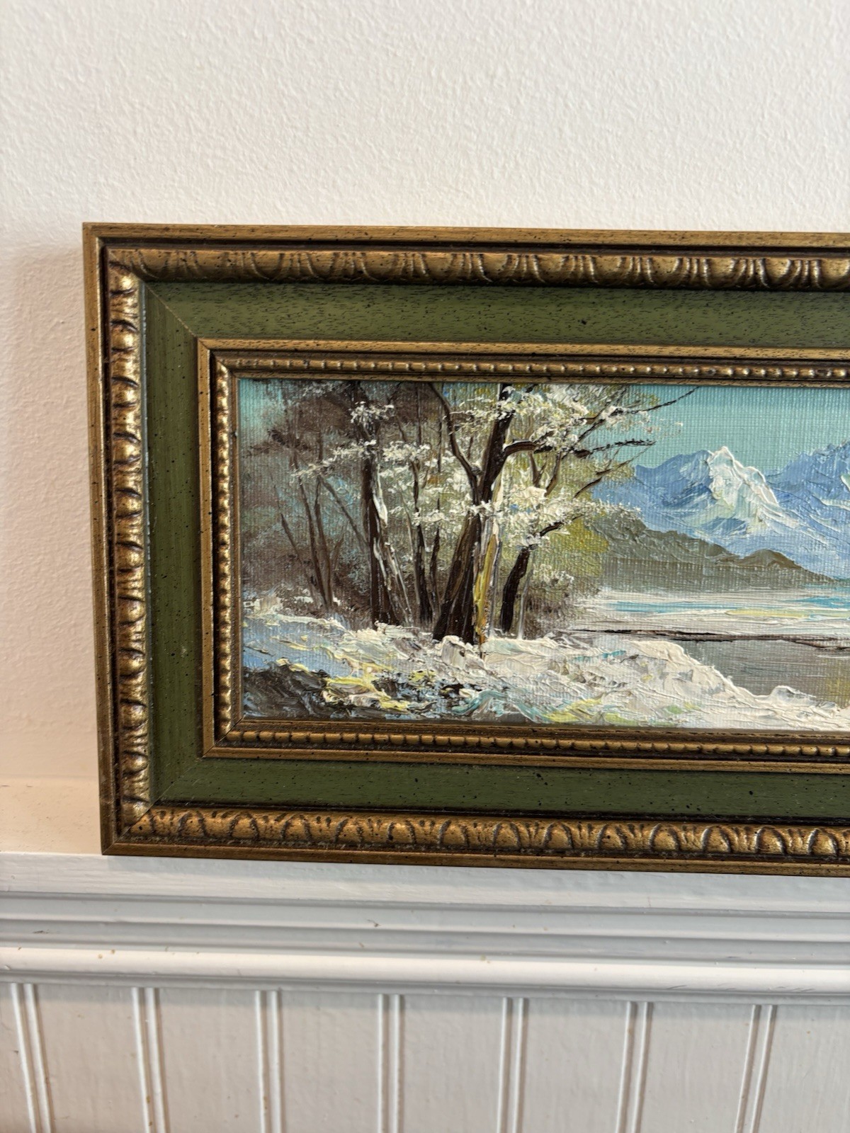 Vintage G. Whitman Original Signed Landscape Oil Painting Framed 14.5” X 6.5”