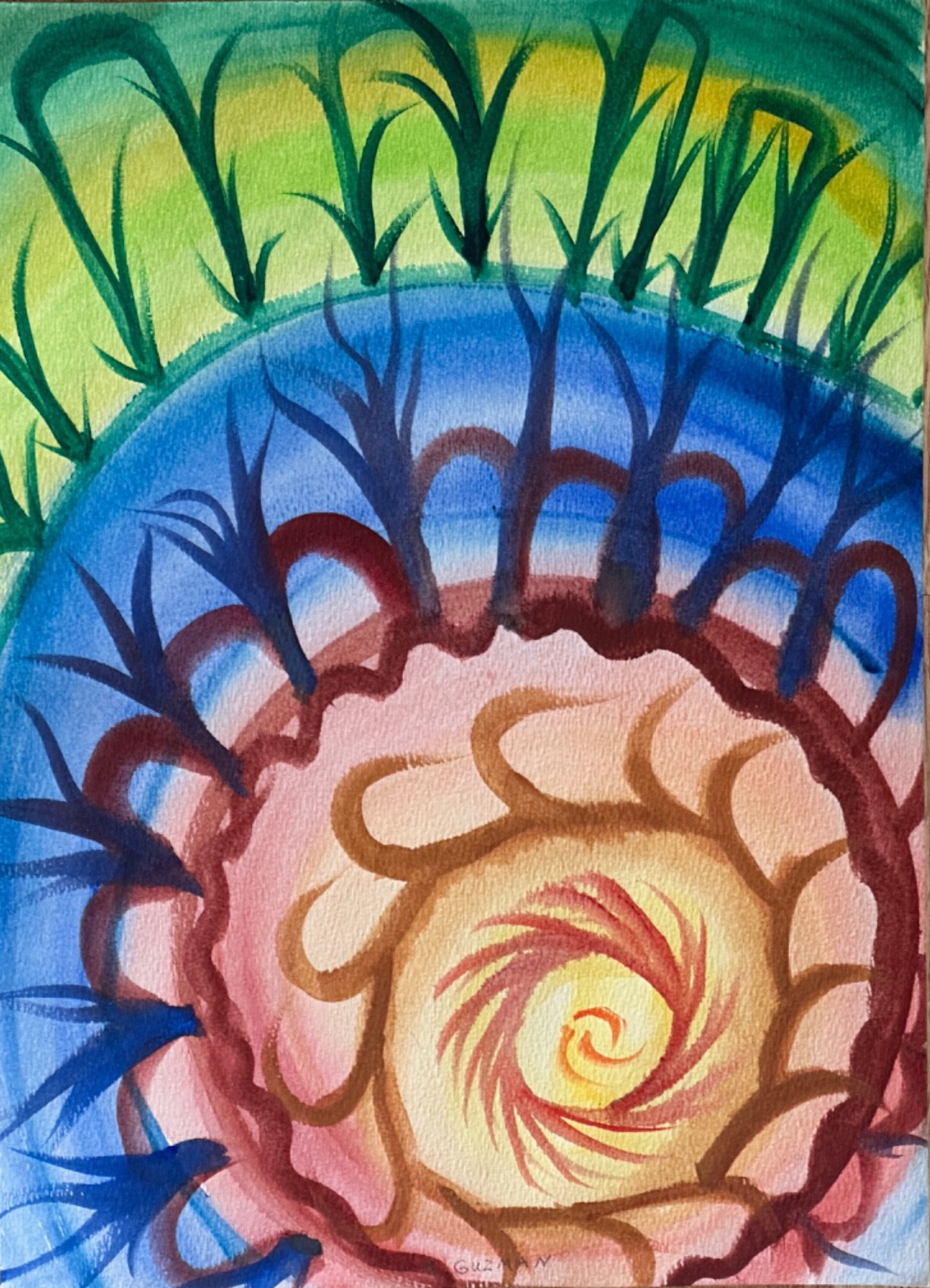 ALICE GUZMAN ORIGINAL WATERCOLOR PAINTING 15″ X 11″ NEW MEXICO ARTIST 1980’S