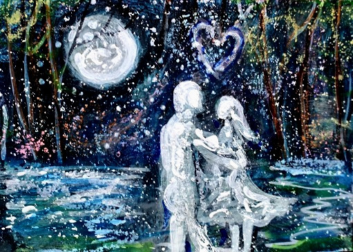 ACEO Original Painting TWIN FLAME Energy Soul Union Self Consciousness Love ART