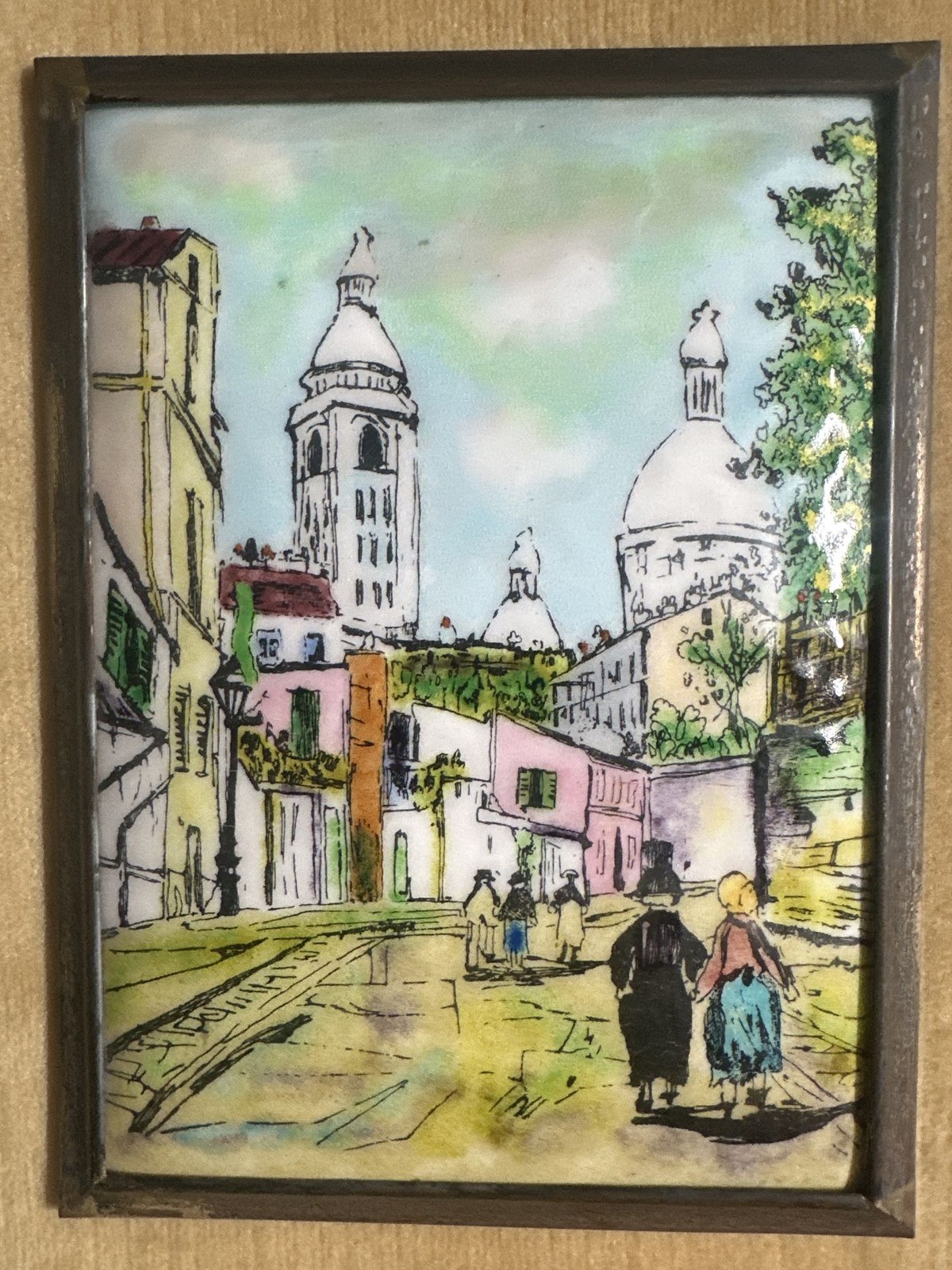 C-07. Hand-Painted Enamel Over Ceramic. After Maurice Utrillo. 1960s