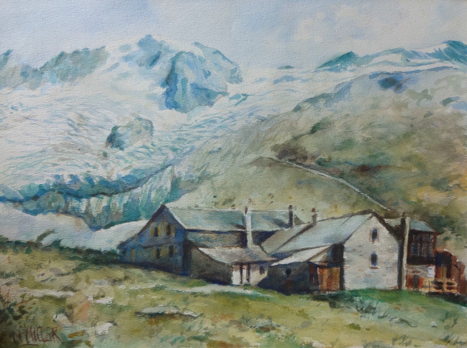 GERRY MILER watercolor painting. “Landscape” 45 x 34cm. Unframed.