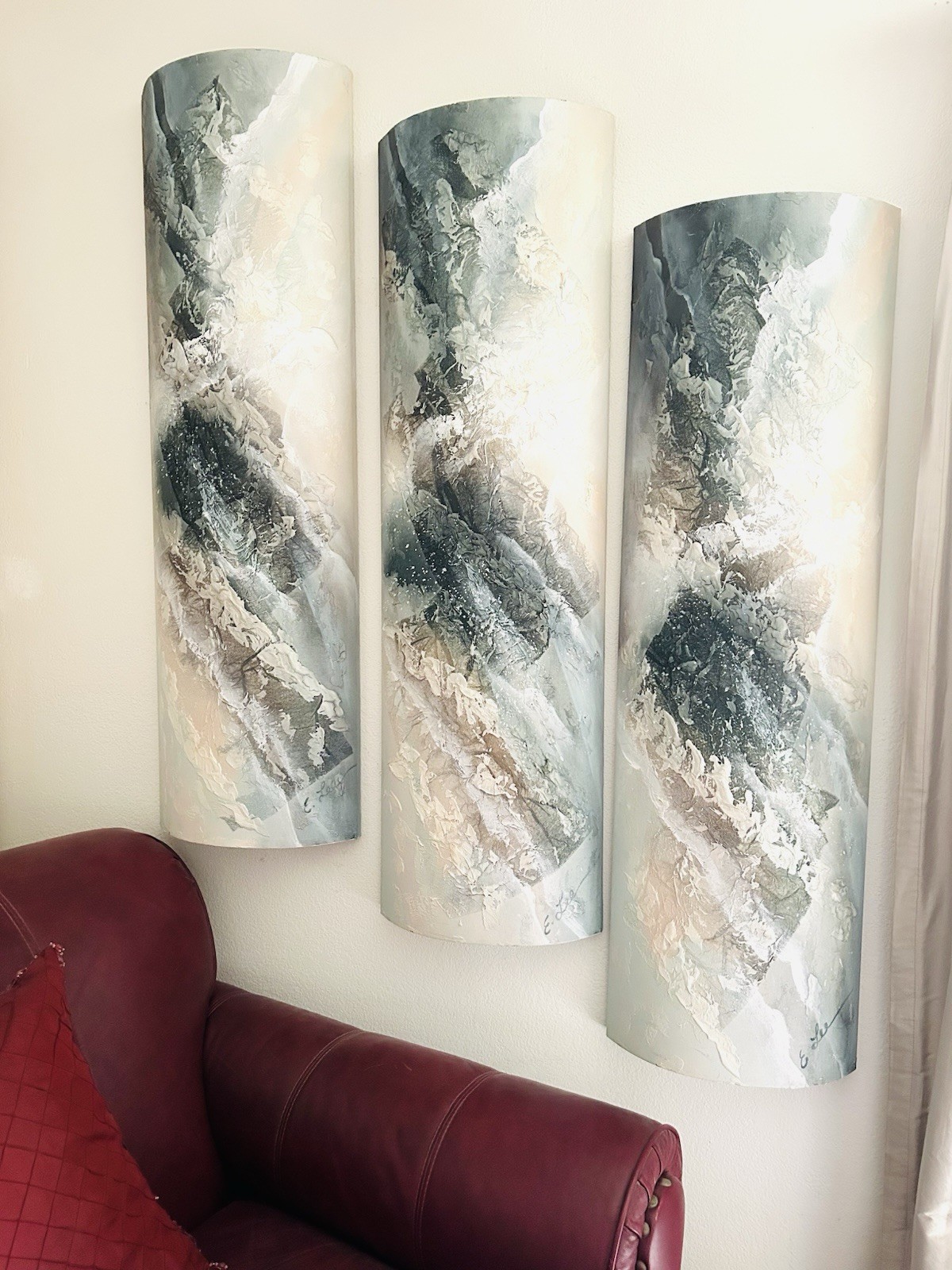 Set Of 3 Original Oil painting Signed E. Lee by Windsor Art 48x14x 4