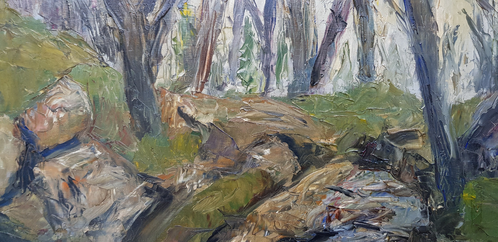 Abstract oil painting artwork with frame picture painting oil painting forest