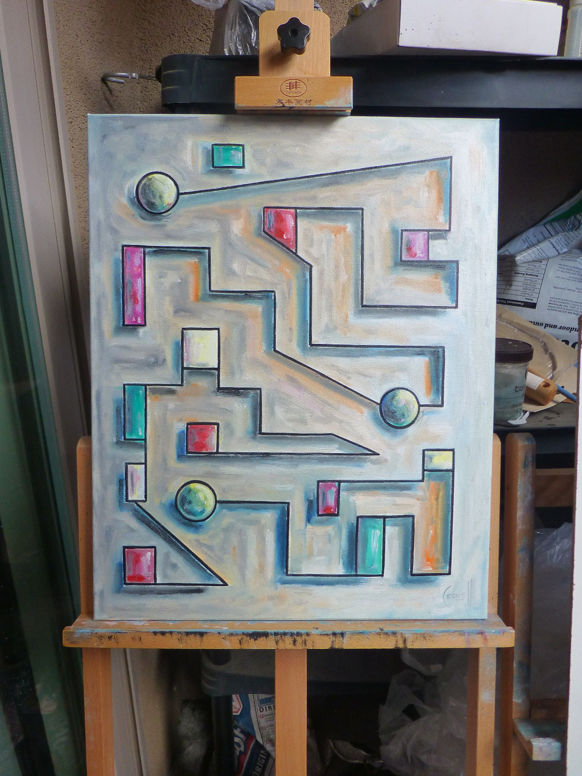 UPSIDE DOWN SIDEWAYS 16×20 abstract canvas collectible painting original CROWELL