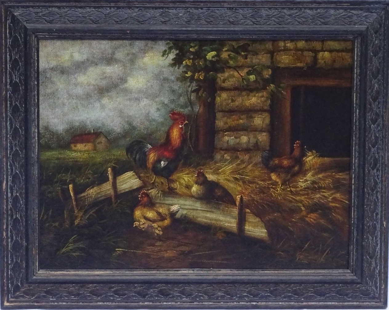 Edith Hume (England,1843-1906) Restored Original Oil Painting «Chickens» c1880’s
