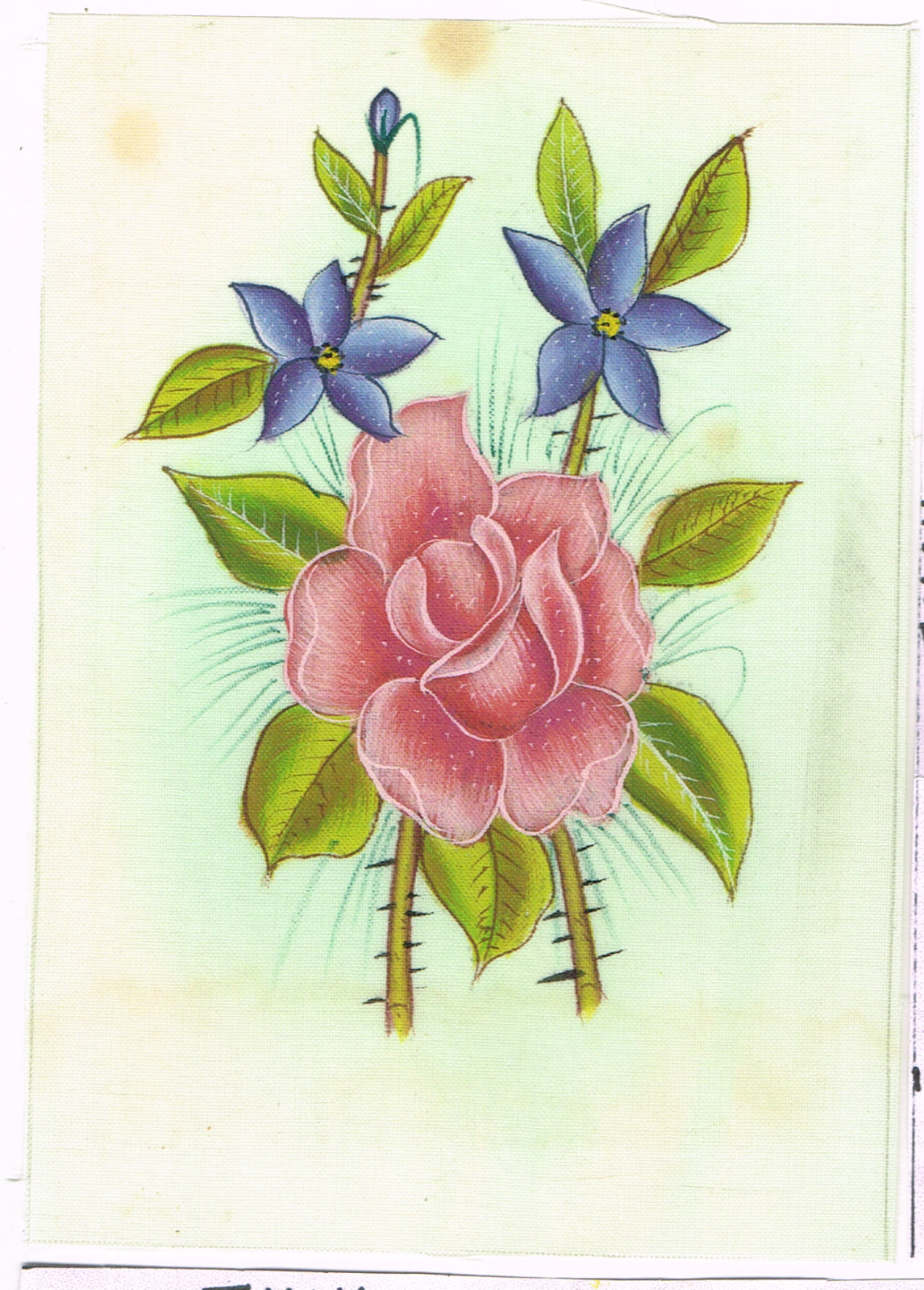 Indian Miniature Painting Of Beautiful Floral Painting On Silk Cloth 4×5.5″
