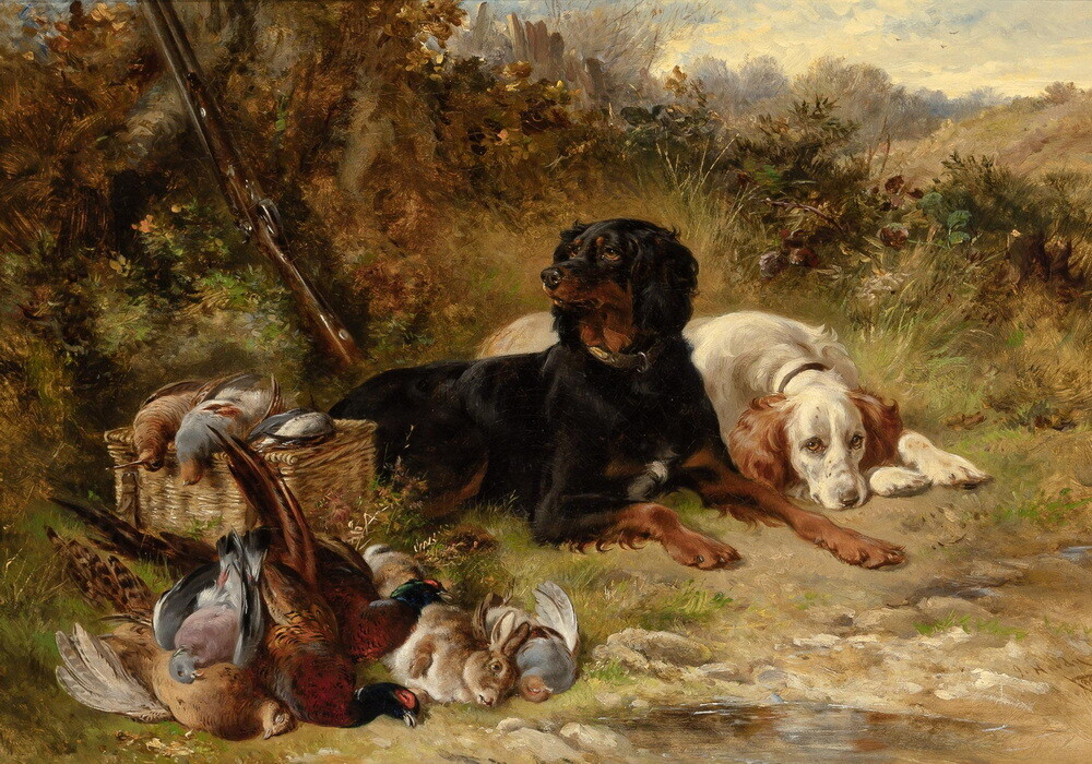 Guarding the Day’s Bag Hound Oil painting Hd Giclee Printed on canvas L3592