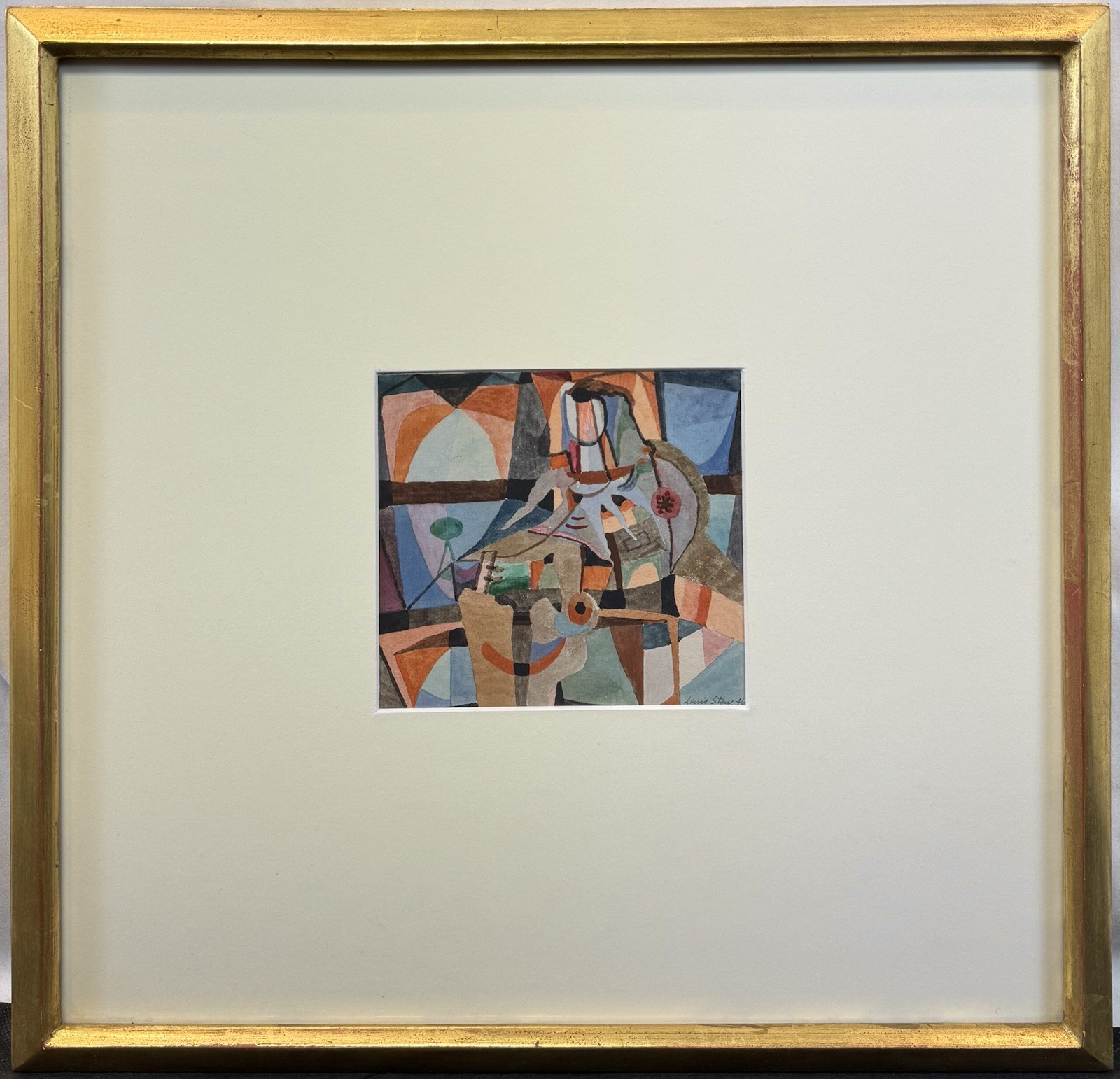 Original 1946 Louis K. Stone Abstract New Hope Modernist Watercolor Signed