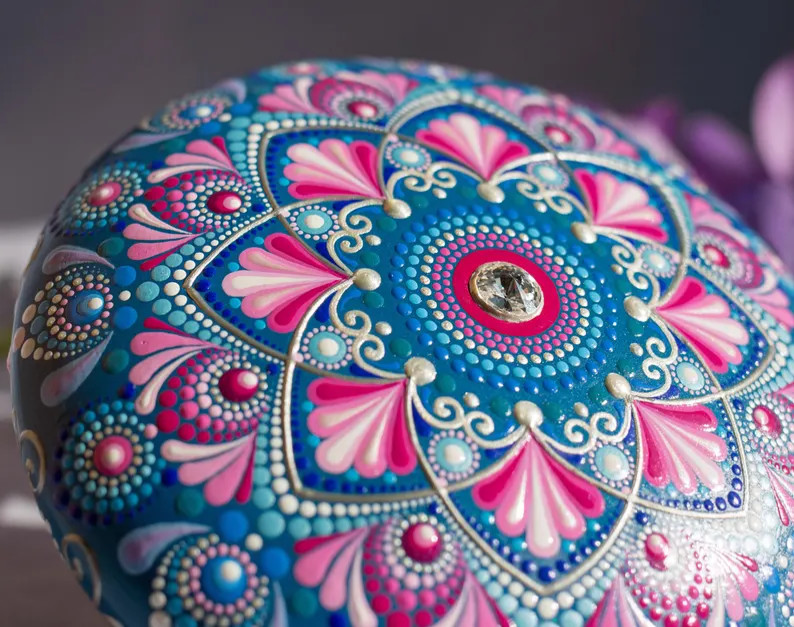 Hand Painted Mandala Stone, Rock Art Mandala Painting, Paper Weight, Dot Art