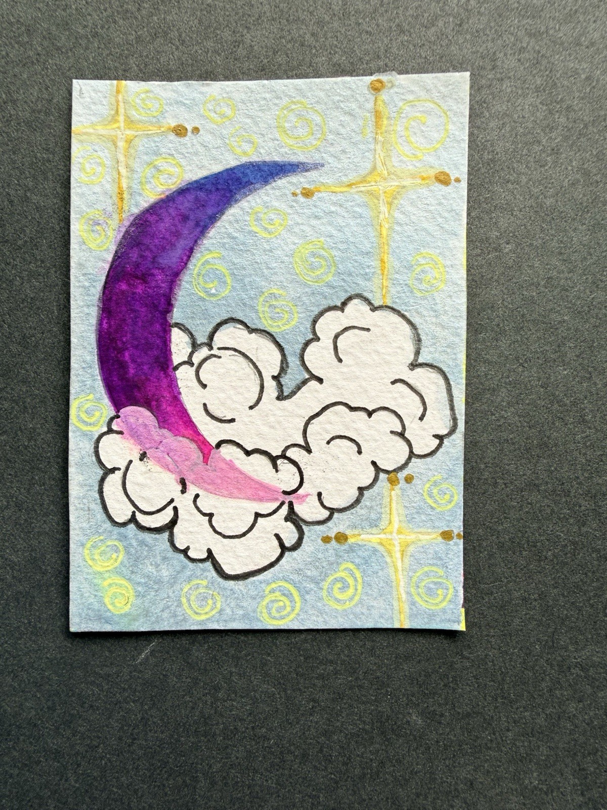 ACEO Original Abstract MOON PHASE SERIES by Veronica Lee/ beks_and _lo
