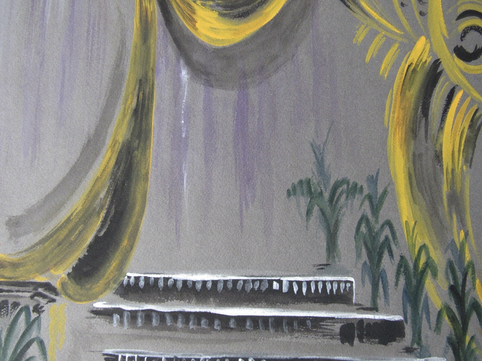 Opera Decor Gouache Drawing Signed by Jacques André Brégère set design painting