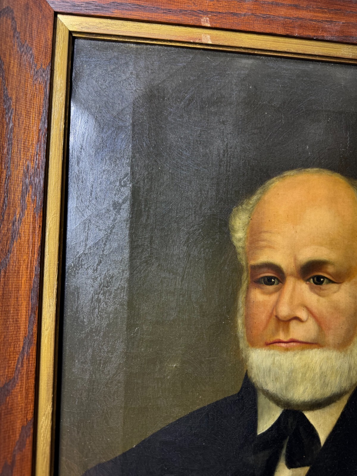 Superb American School «Formal Adult Male Portrait» Oil Painting – Framed