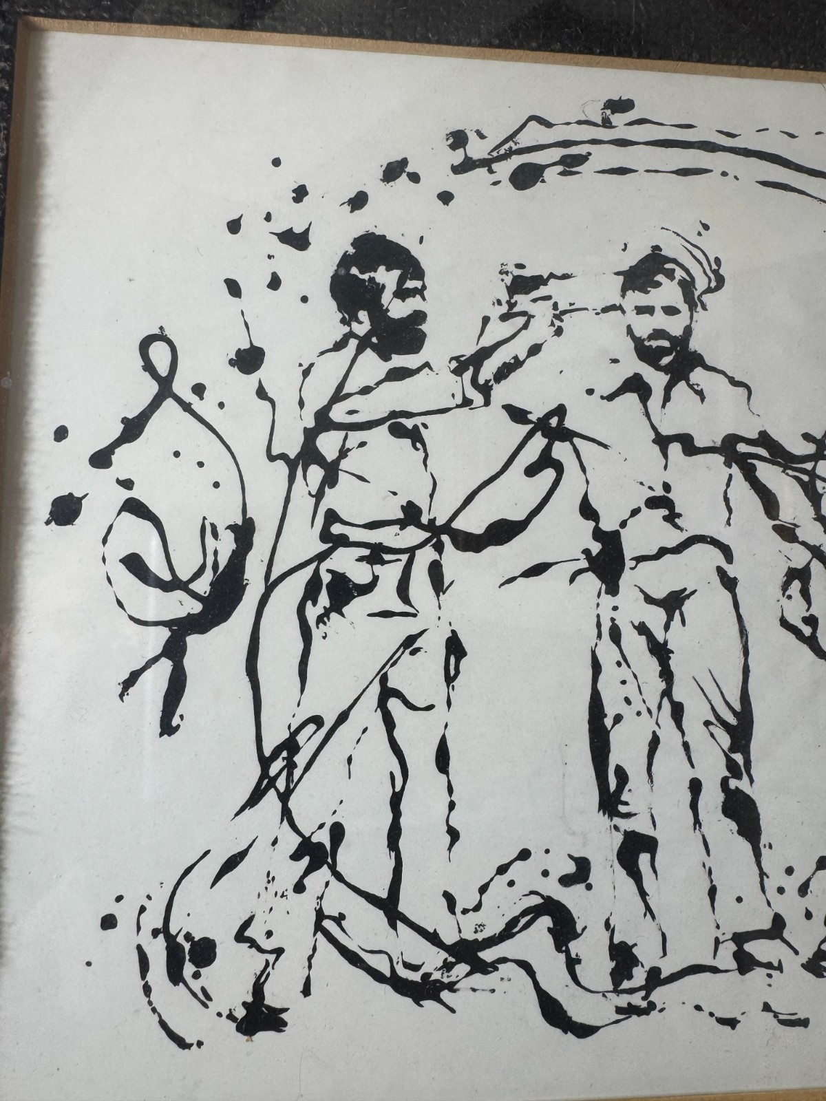 David L. Frame 1978 Pen and Ink Drawing Figural Group Framed Listed PA Artist