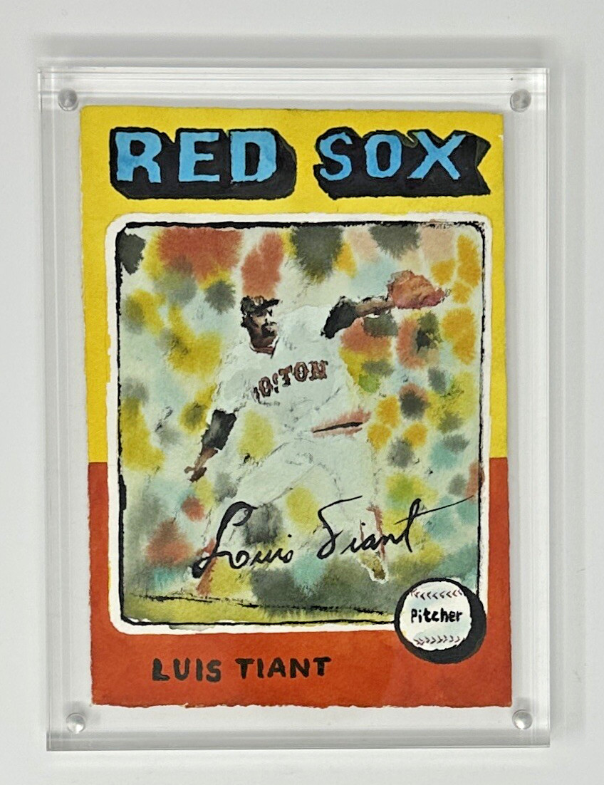 LUIS TIANT 2021 Topps Spotlight Original Painting 1/1 Andy Friedman Signed JSA