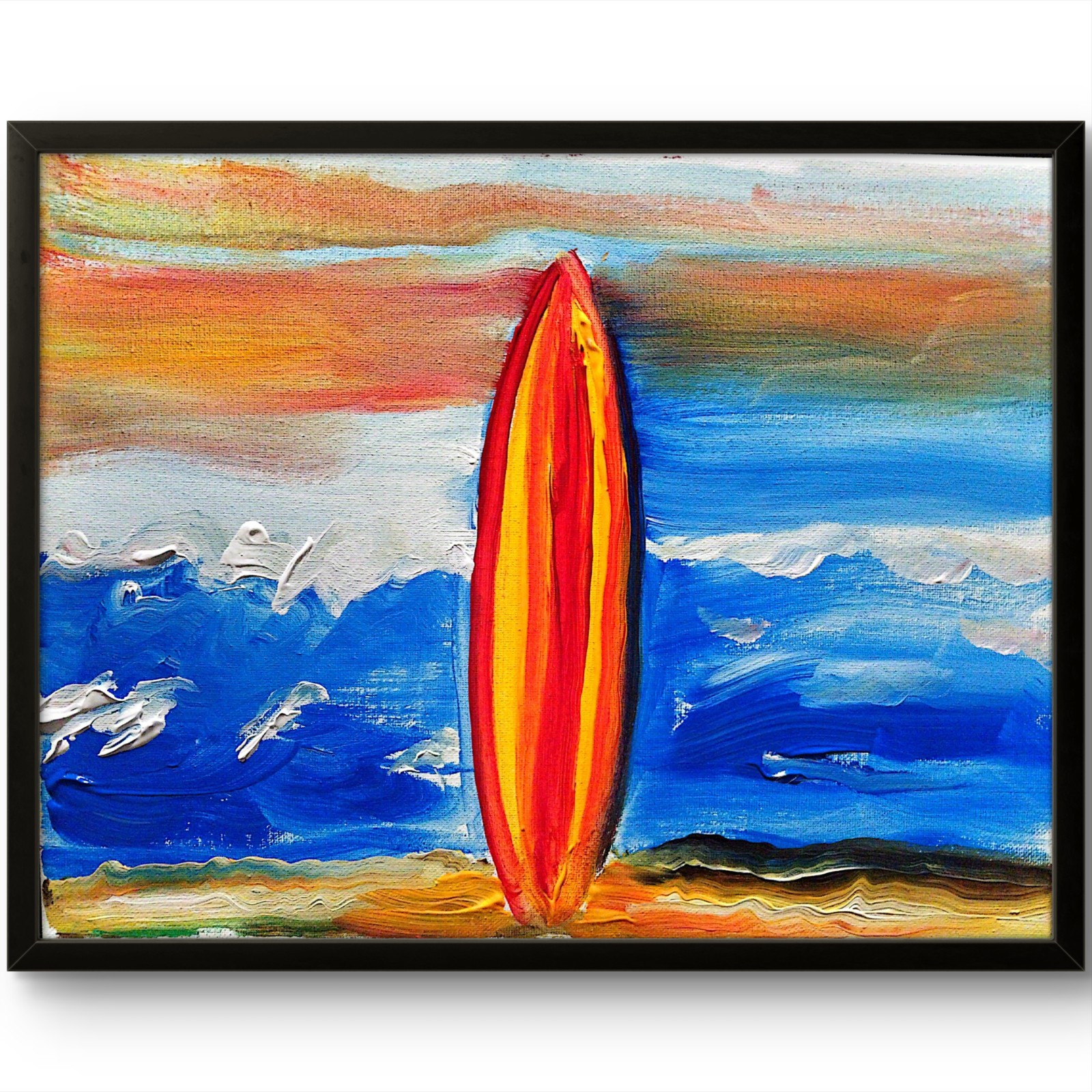 Surfboard Contemporary Original Signed Wall Art Acrylic 11×14 BACH
