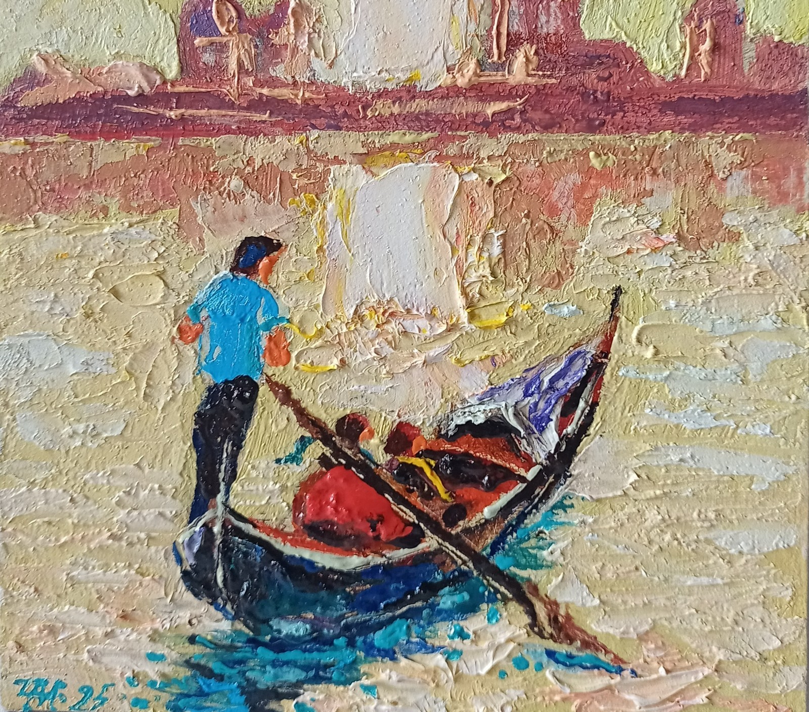 Venice Impasto Painting Original Art Impression Oil Painting 7.8 x 6 in