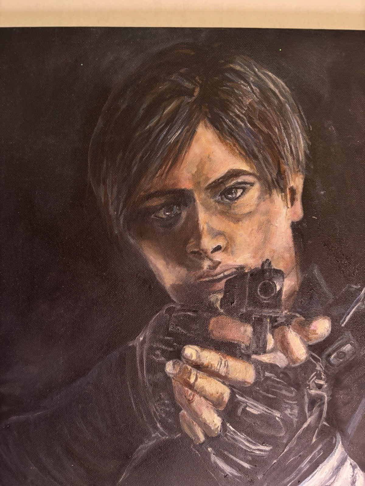 Resident Evil original Oil painting By Lacey Roberts 20x24x1.5”Stretched Canvas