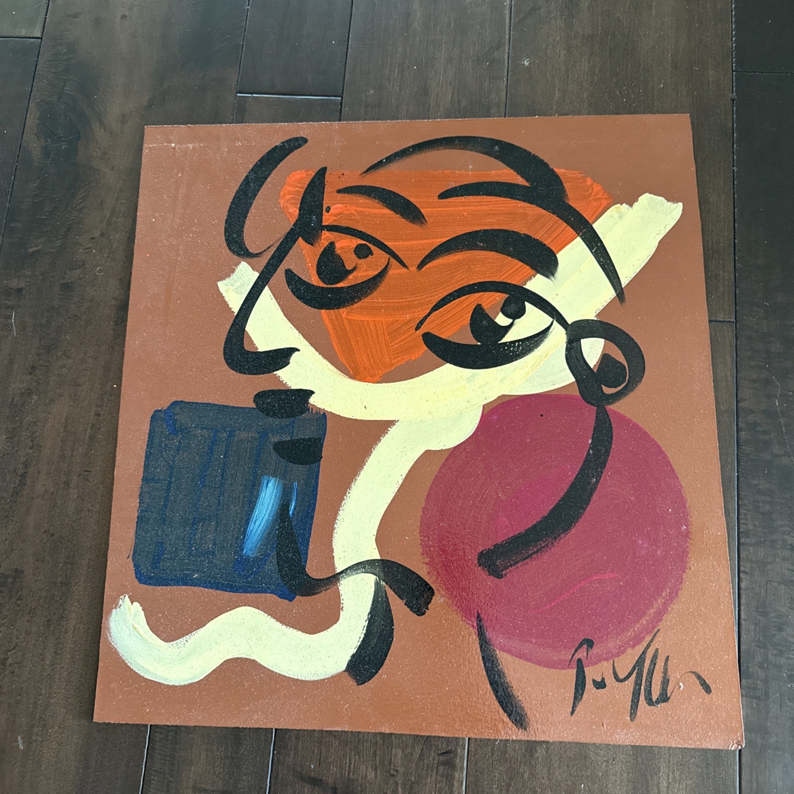Peter Keil Abstract Cubist Painting COA Modern Art 20” X 21”