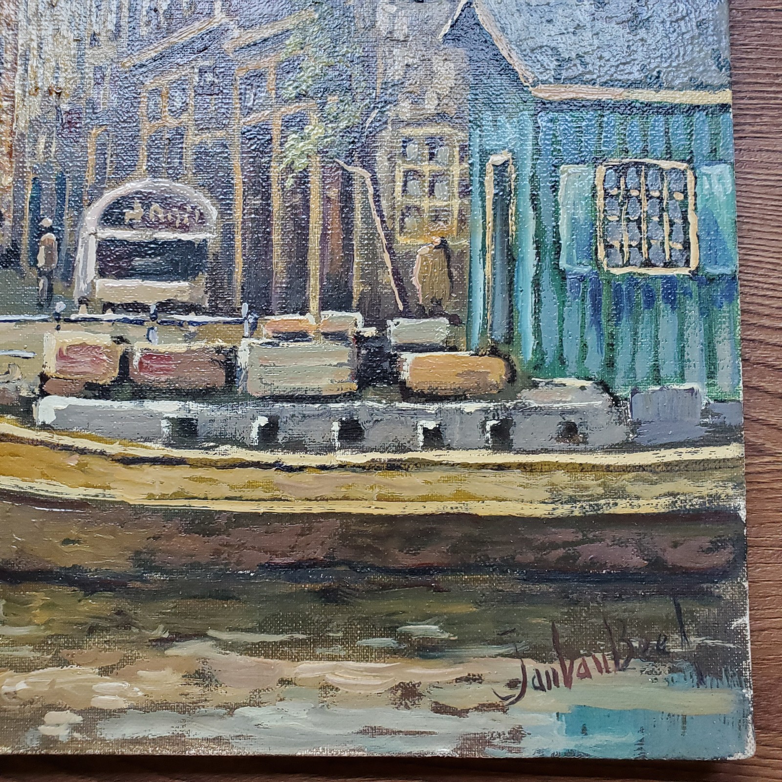 MCM JAN VAN BEEK Original Amsterdam Netherlands Canal Oil Painting Signed