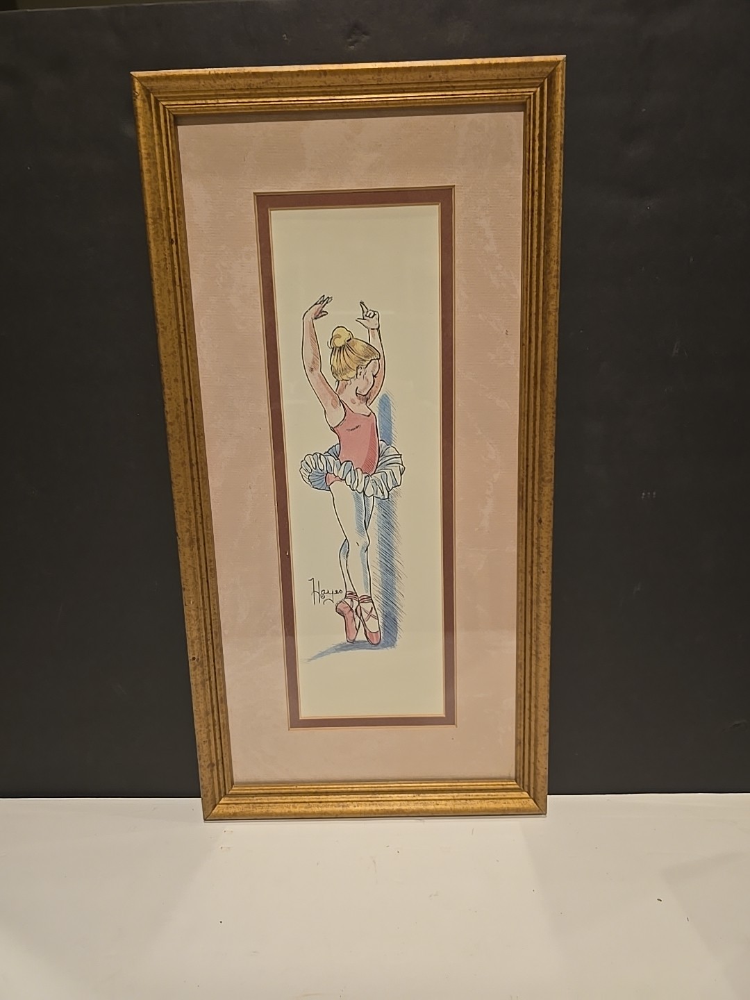 Ballerina Girl Painting Signed by Hayes Original Art Painting (7)