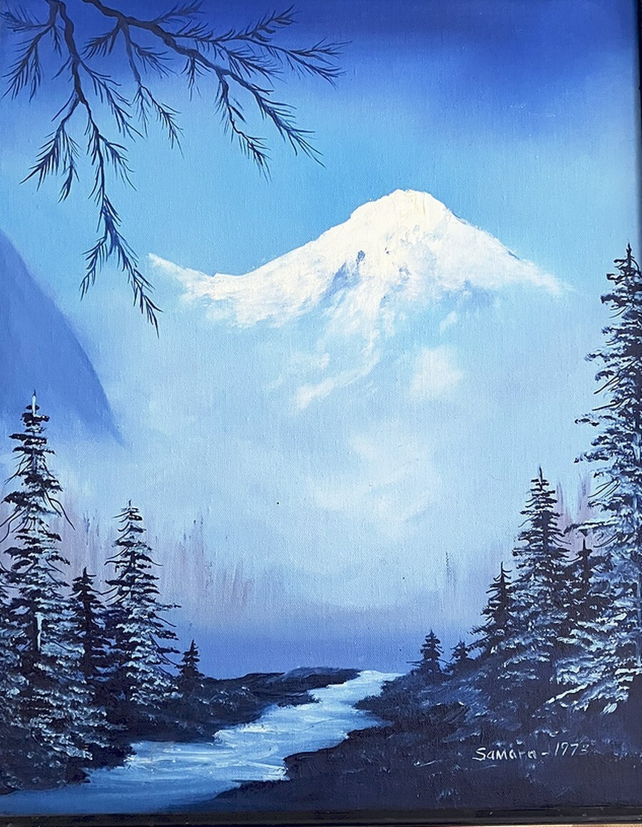 Samara Carrier Oil Painting «Misty Morning on Moraine Lake» 1973 Framed 16×20