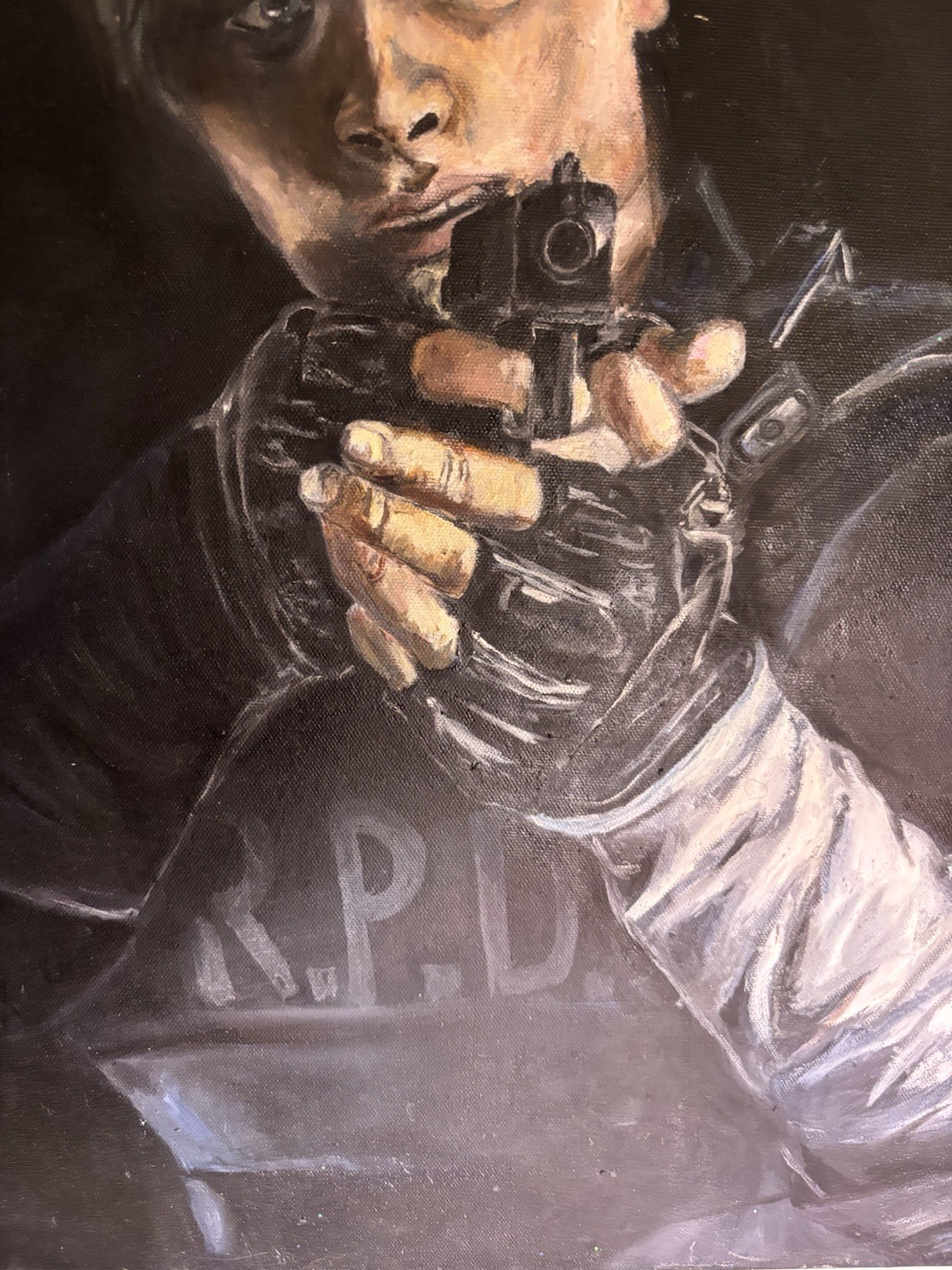Resident Evil original Oil painting By Lacey Roberts 20x24x1.5”Stretched Canvas