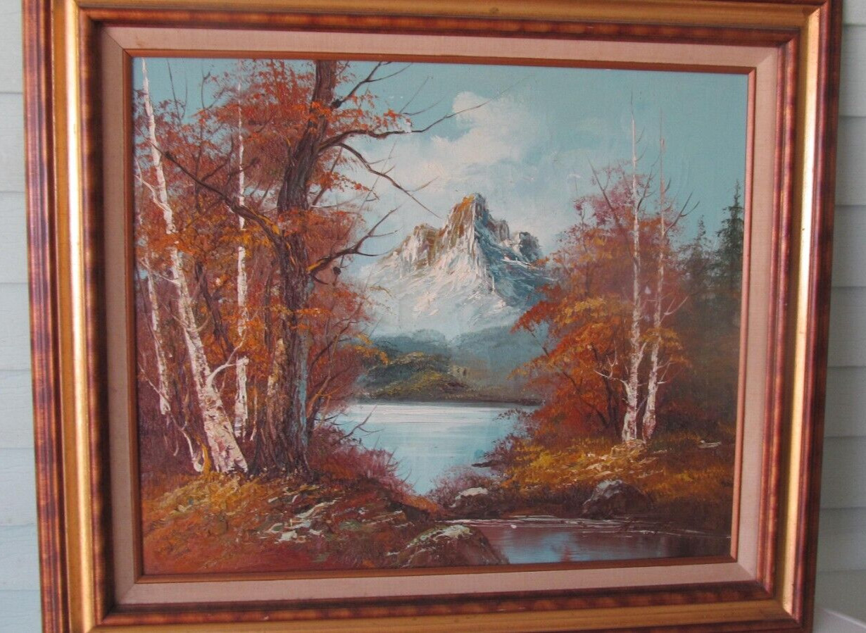 Rare Vintage Signed Oil Of Autumn Mountain Landscape » Framed 31in. x 27In.»