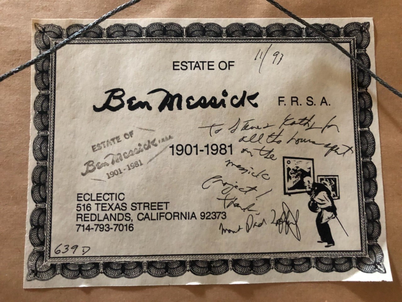 BEN MESSICK *ORIGINAL* – Charcoal Drawing Signed, from Artist’s Estate – Listed 