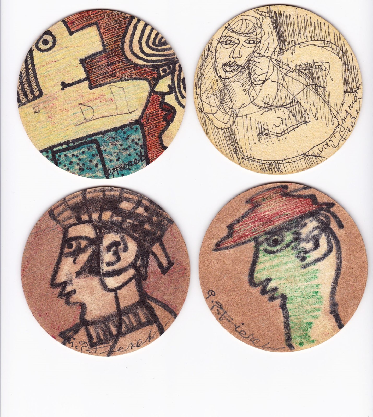 25x art work Gerard Fieret, painting & sketch on Brand beer coaster / bierviltje