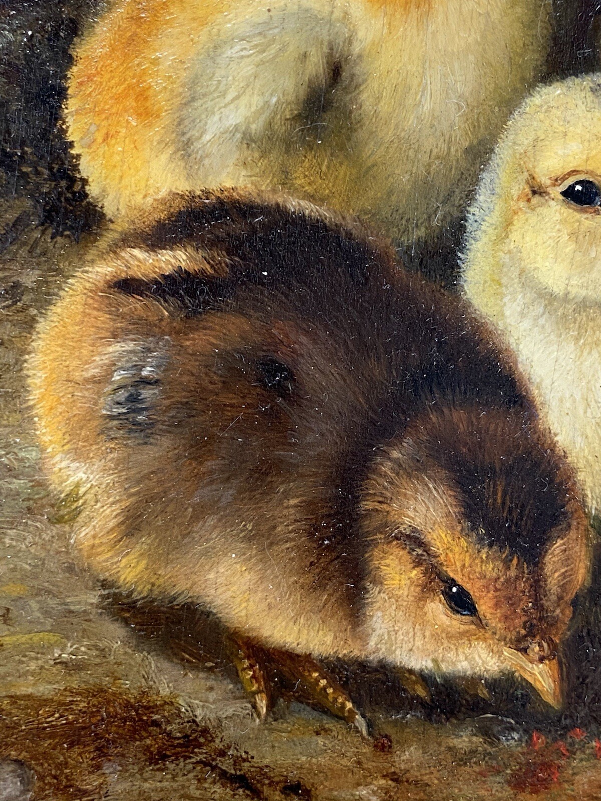Original 19th C. Arthur Fitzwilliam Tait Chickens Chicks Landscape American Oil