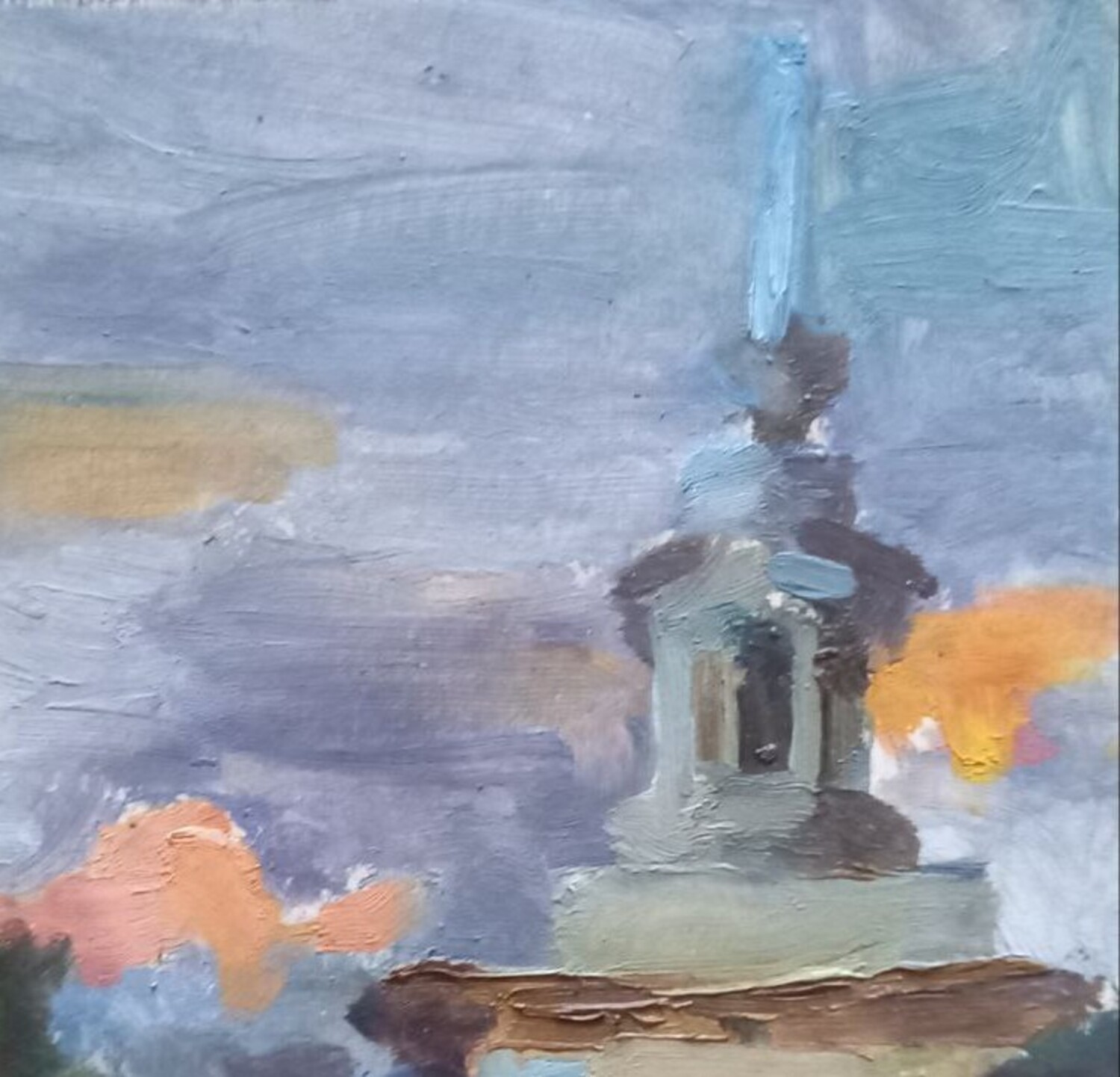 Oil painting City etude Ukrainian painter Unframed Decor original landscape art