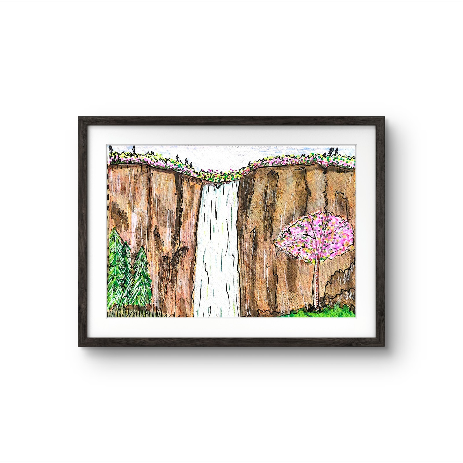 Taughannock Falls Ithaca NY Original Expressionism Acrylic 8×10 Paper Art