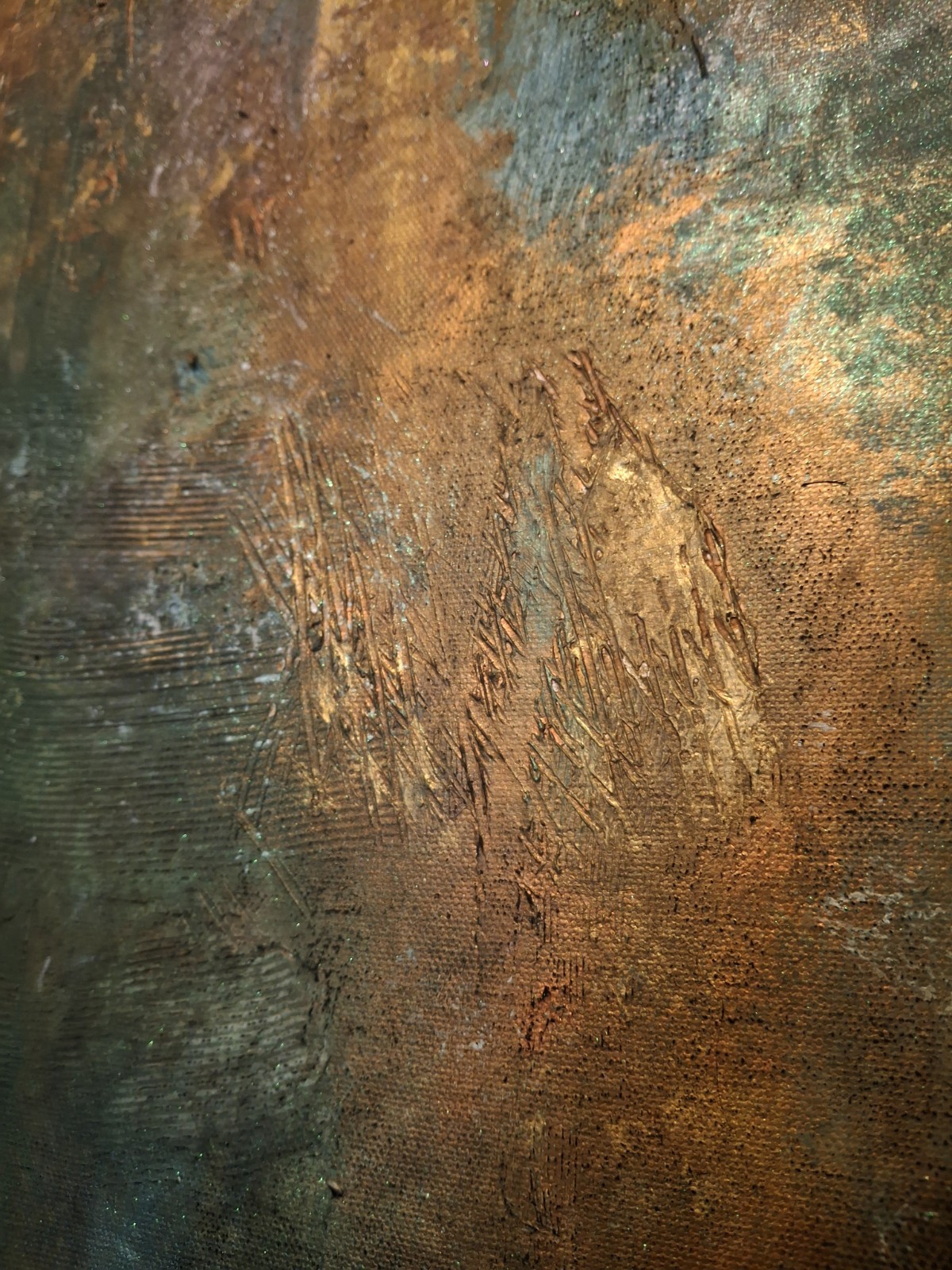 Abstract, Large, Painting, Original, Gold, Turquoise, PATINA