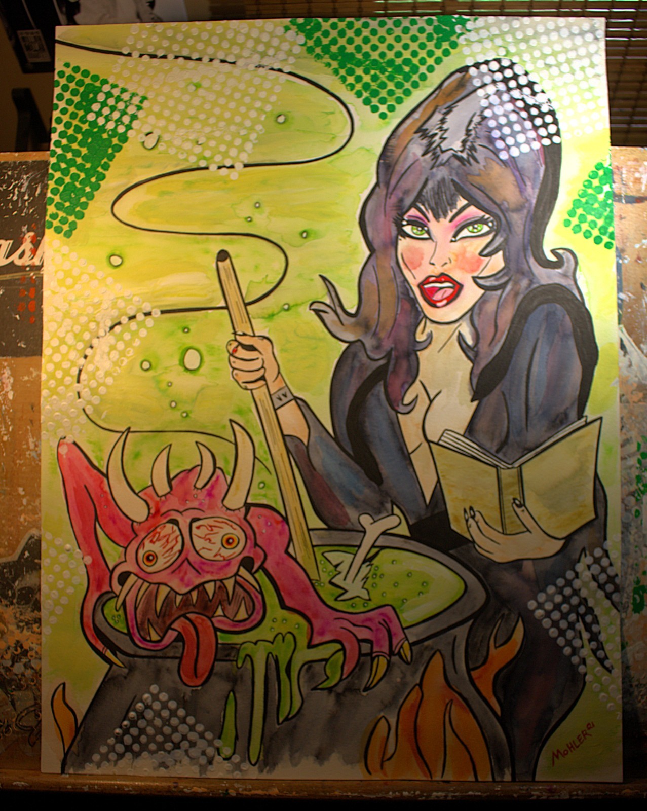 outsider art Elvira, Mistress of the Dark «Something I Conjure Up» 18×24 Mohler