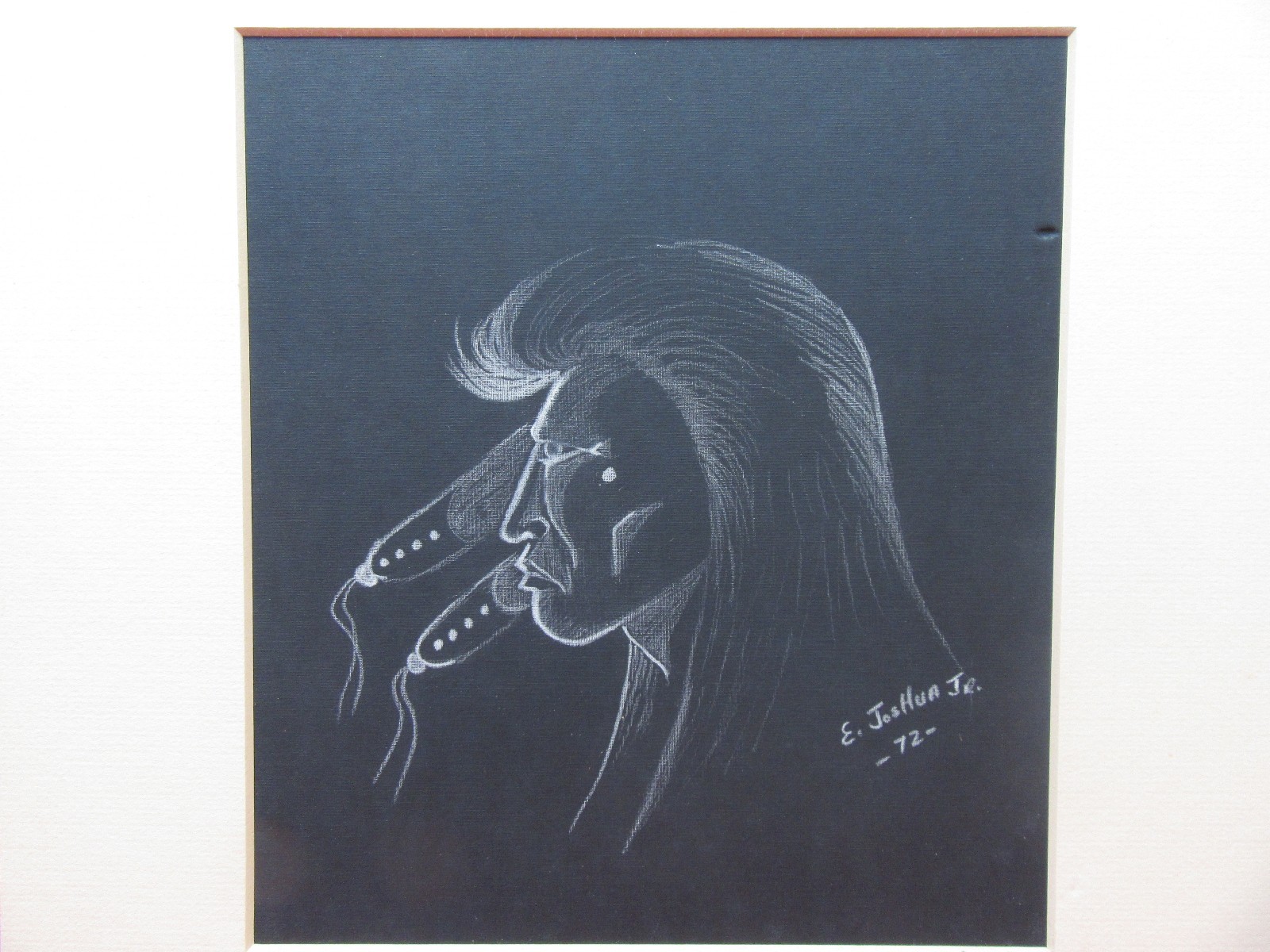 E-JOSHUA-JR-ORIGINAL-1972-VINTAGE-NATIVE-AMERICAN- Pencil Art- «THE BRAVE»