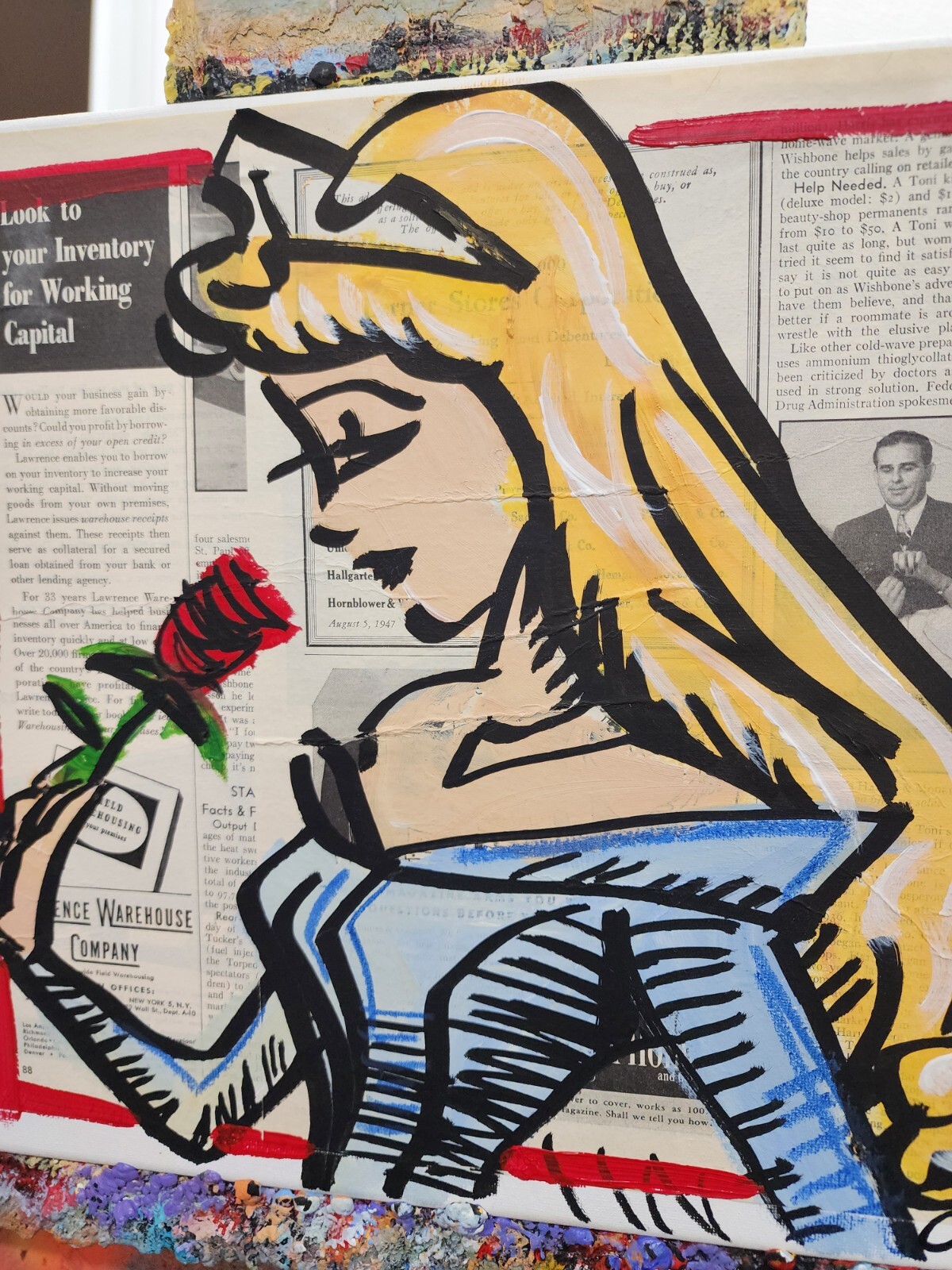 CORBELLIC EXPRESSIONISM 12X12 PRINCESS ROSES HANDMADE SIGN COLORFUL ART PAINTING