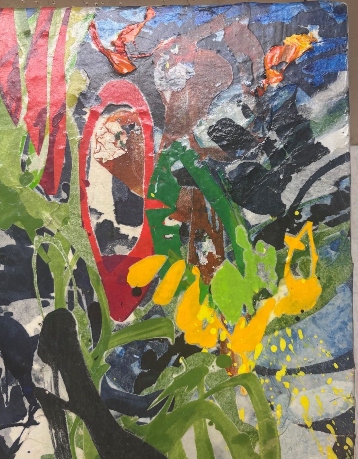 Vintage GINGER MONGIELLO ‘Animato III’ ABSTRACT Collage Painting TAOS New Mexico