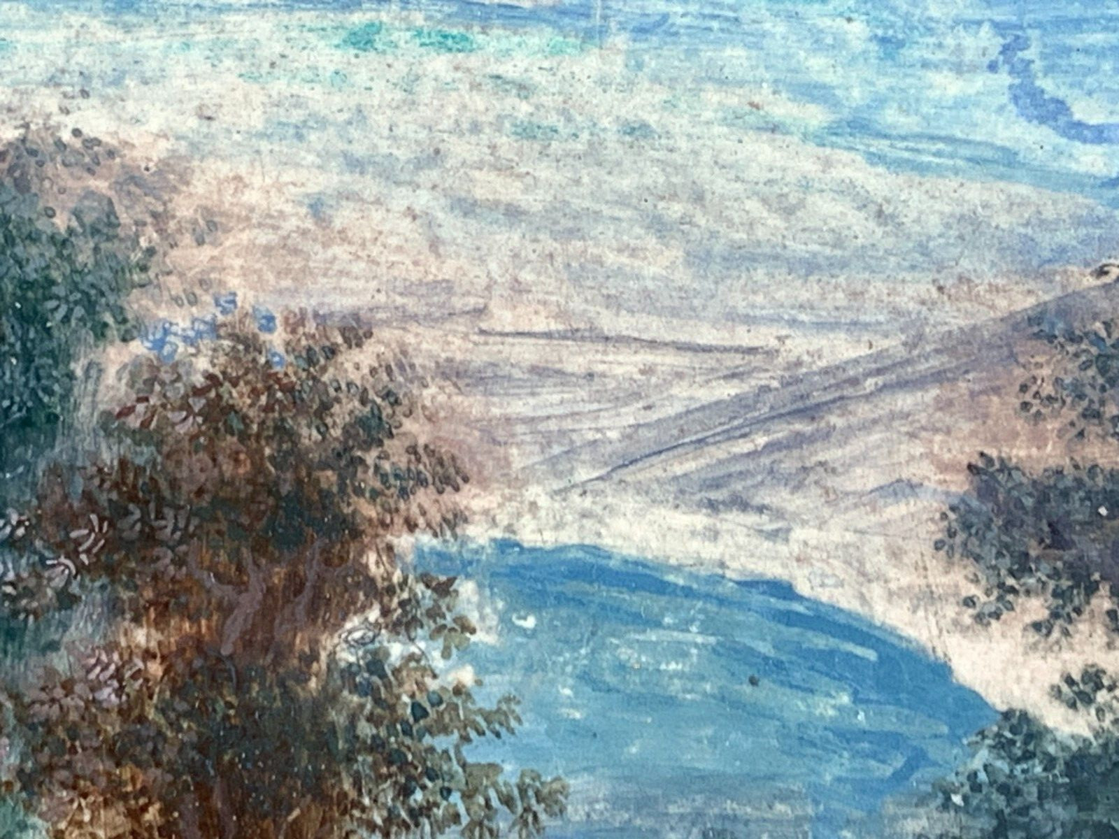 Unsigned Miniature Painting Gouache on Painting Board 18th century riders in the mountains