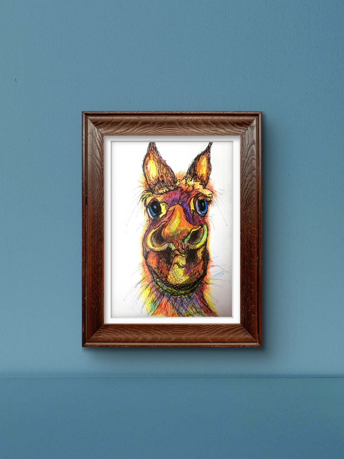 Original 9 X 11 Humorous Rainbow Donkey /JackAss Hand Drawn Paper Art