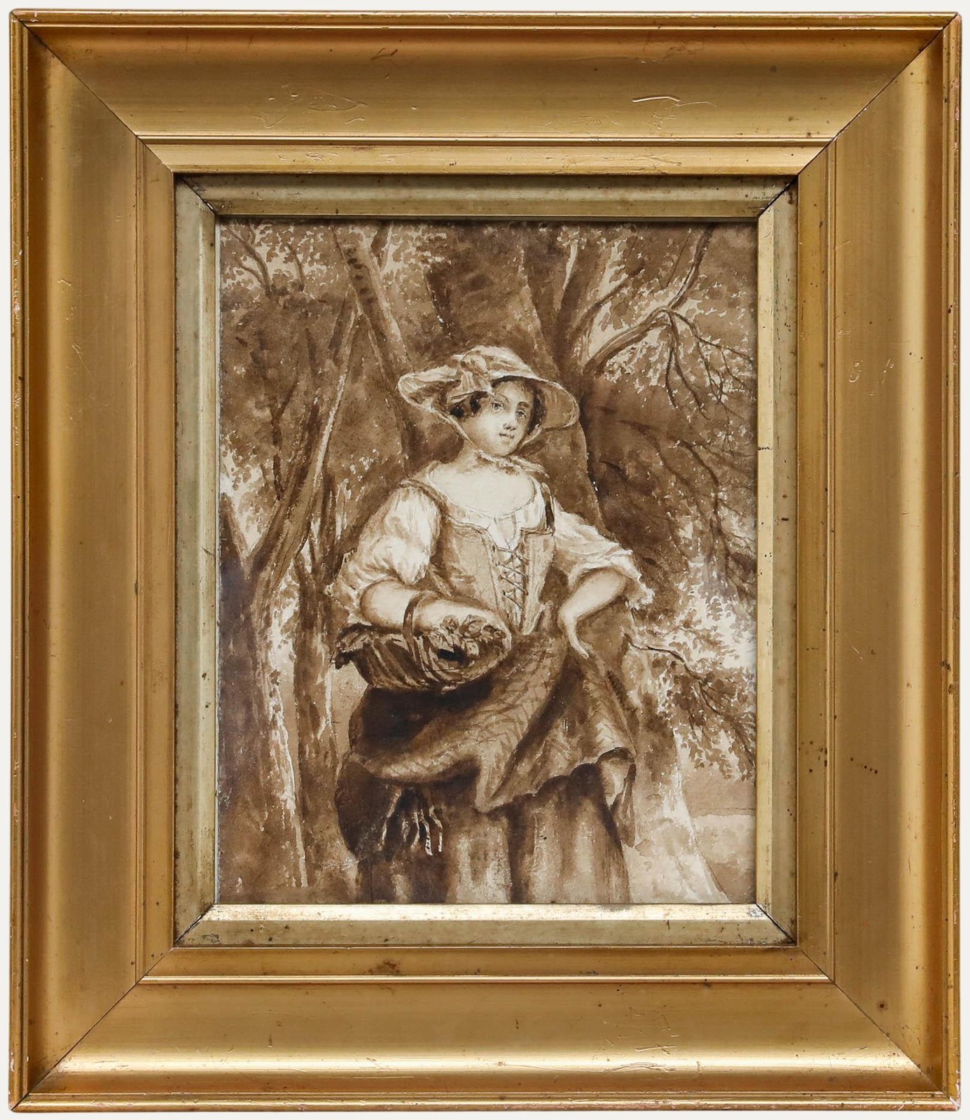 19th Century Watercolour – The Flower Seller