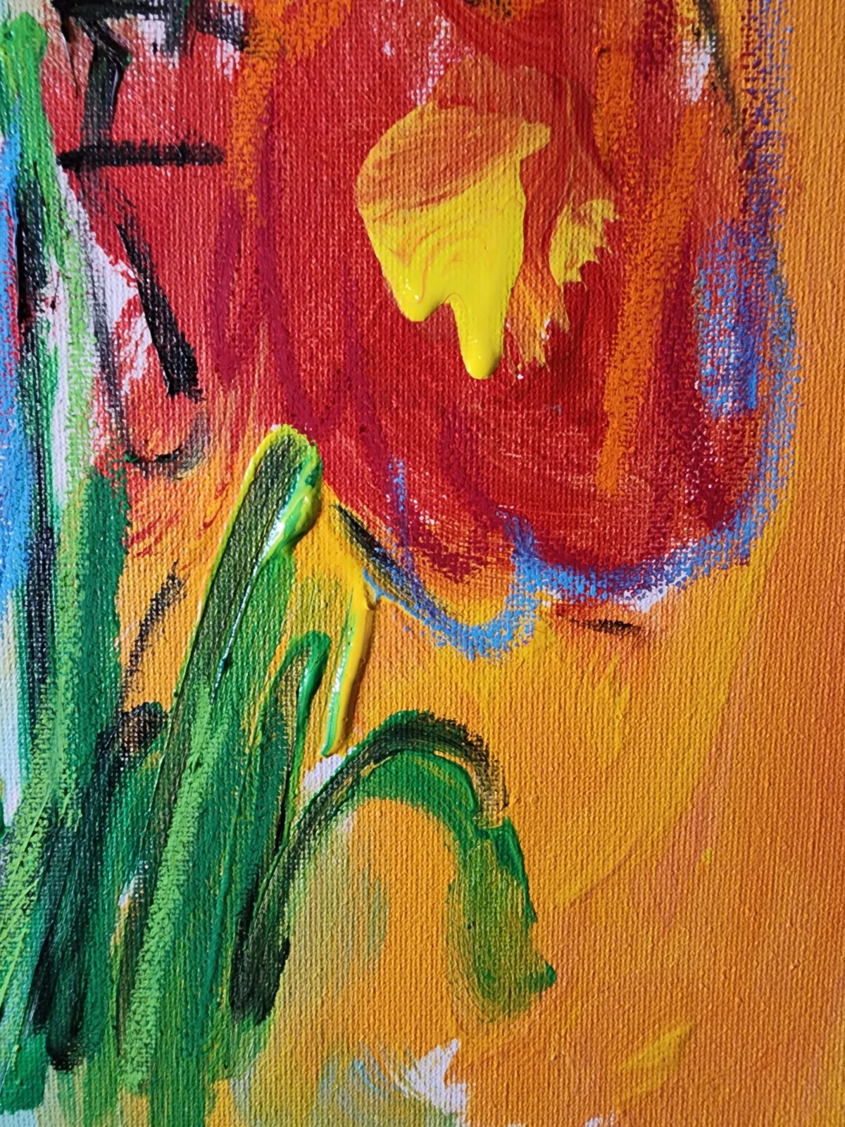 Aleph Original Flower 14×11 Abstract Expressionist Wall Art Painting Canvas
