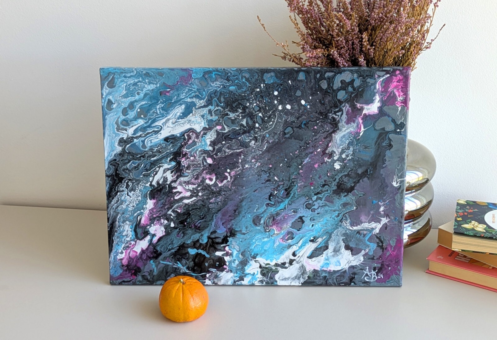 Original Abstract Galaxy Painting – Acrylic Universe Wall Art – Signed OOAK