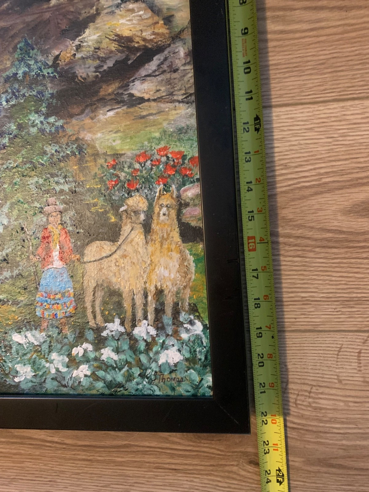 Peruvian Folk Art Oil Painting Machu Picchu Scene Signed by Lynn Thomas 16×20