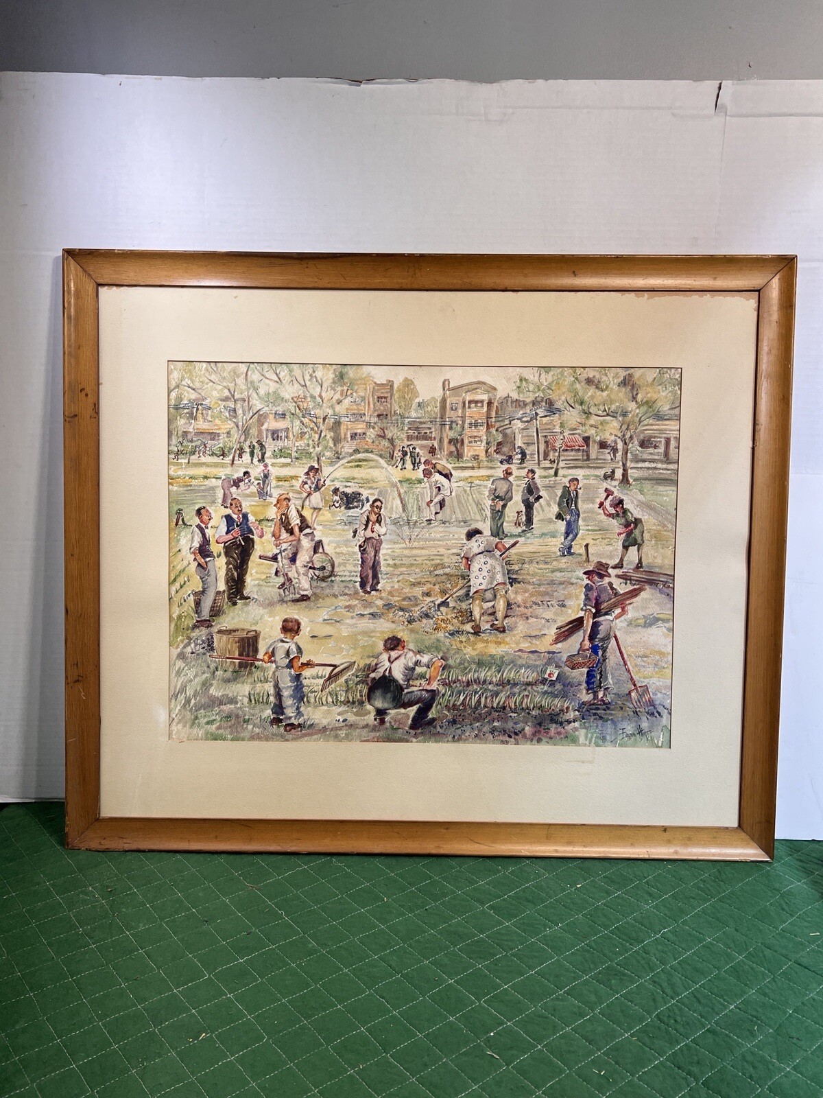 watercolor Painting on textured art paper By Edna Hirt – Hard At Work – Colorful