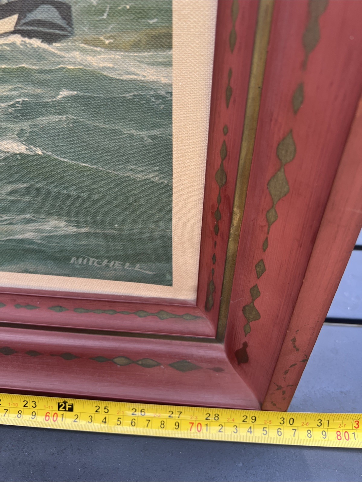 William Frederick Mitchell Naval Merchant Ship LITHO on CANVAS Framed (2) PAIR