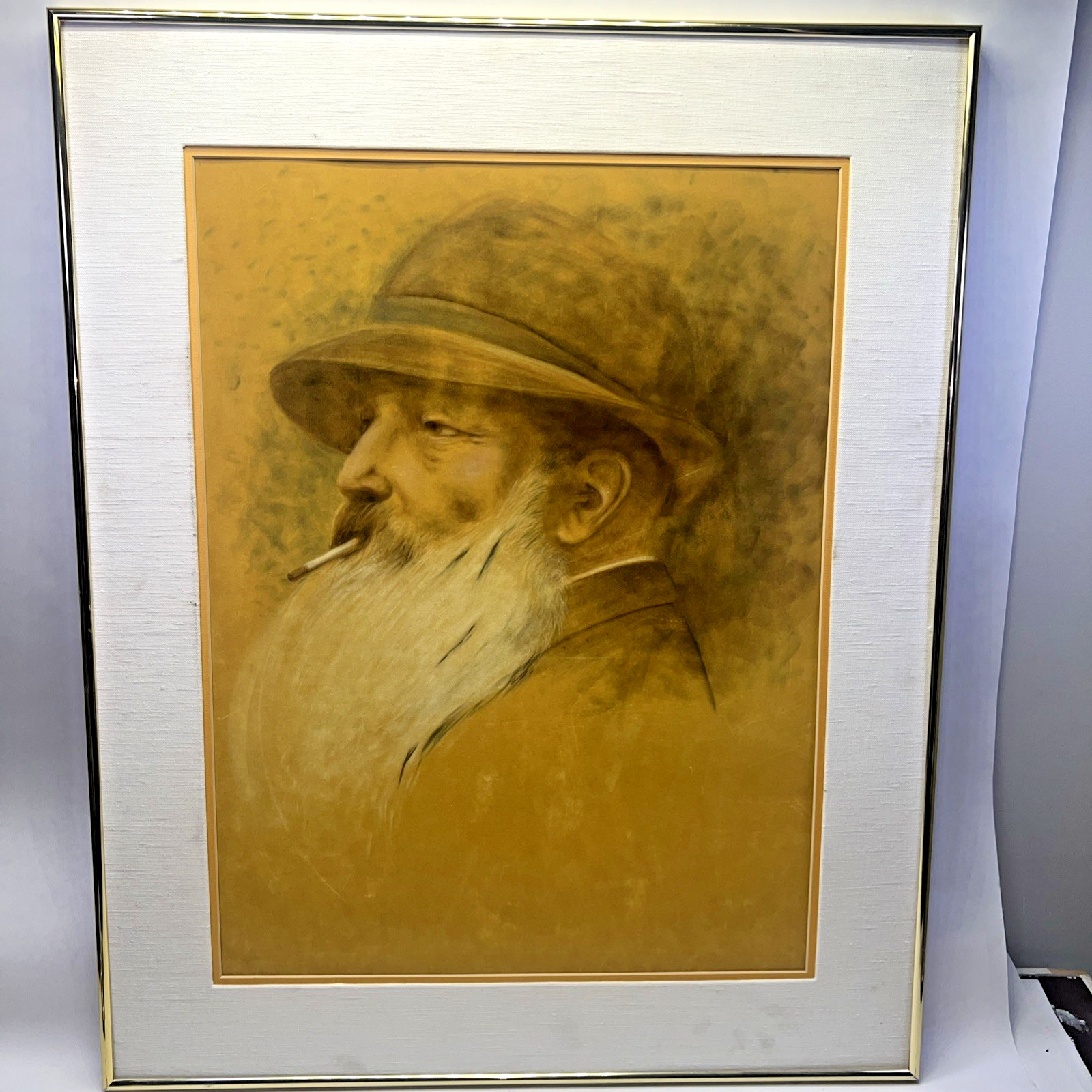 Claude Monet Portrait Study in Pastel on Paper by Unknown Artist 31” x 25