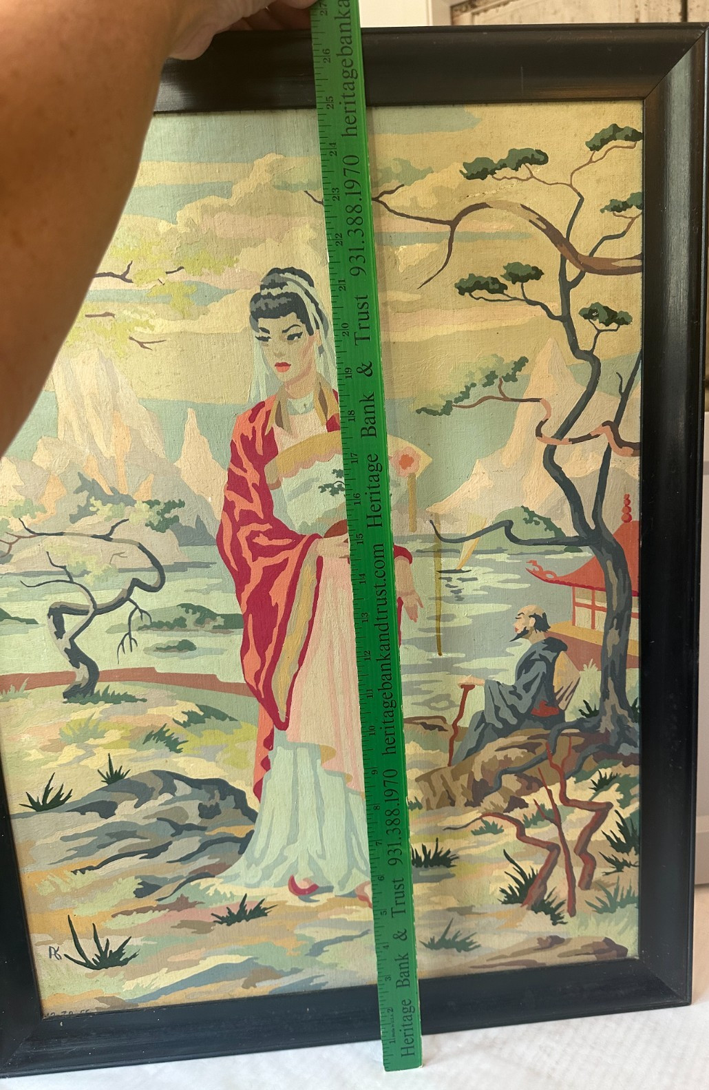 Vtg Paint By Numbers Oriental Princess Geisha Asian 1960’s FrameArt Land Paintin
